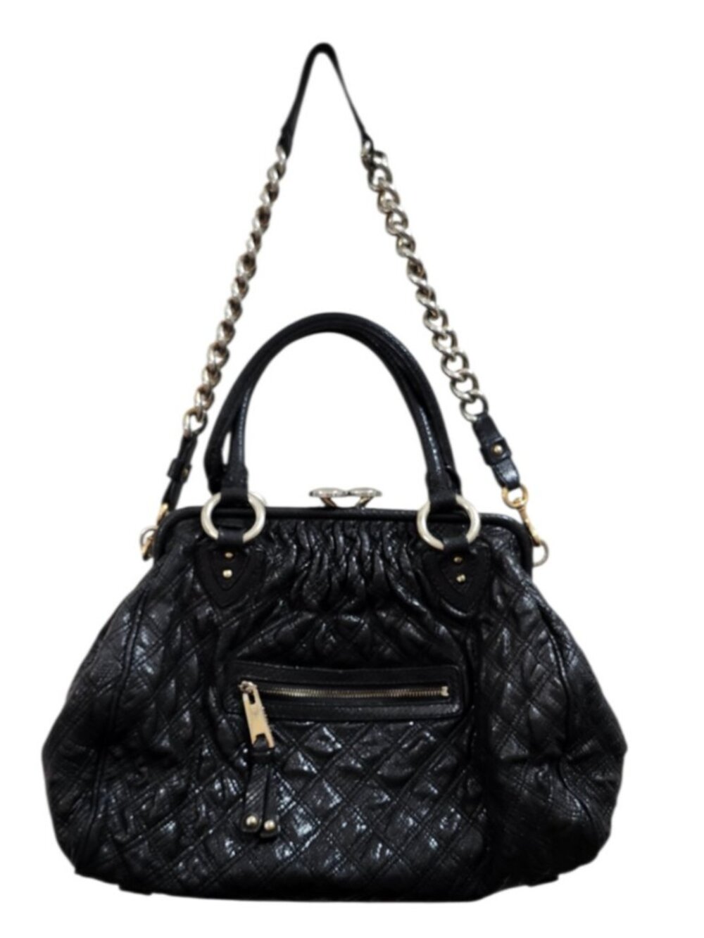Marc Jacobs Rare Vintage Reptile Embossed Leather Bag Black Chain Strap Satchel - Picture 5 of 16